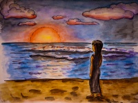 Sonnenuntergang am Meer mit Maedchen.jpg